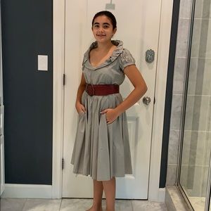 Fit and flare retro dress with Anthropologie belt